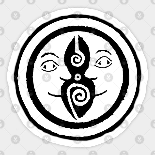 The Sun Triple Moon Goddess Black on White Sticker by ArtistTanzenLilly